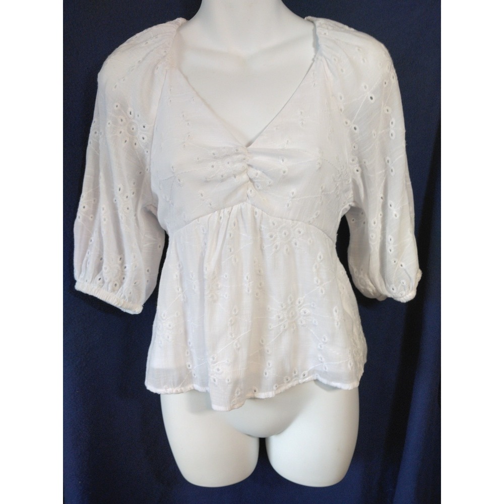 Womens Embroidered Babydoll Top Size  XS Feminine Coquette Coastal Cowgirl